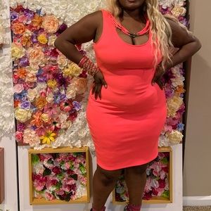 Hot pink plus size club dress